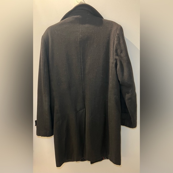 Fiorucci Men’s Wool Blend Long Overcoat Size 40 | Classic Black Tailored Coat - Picture 4 of 9